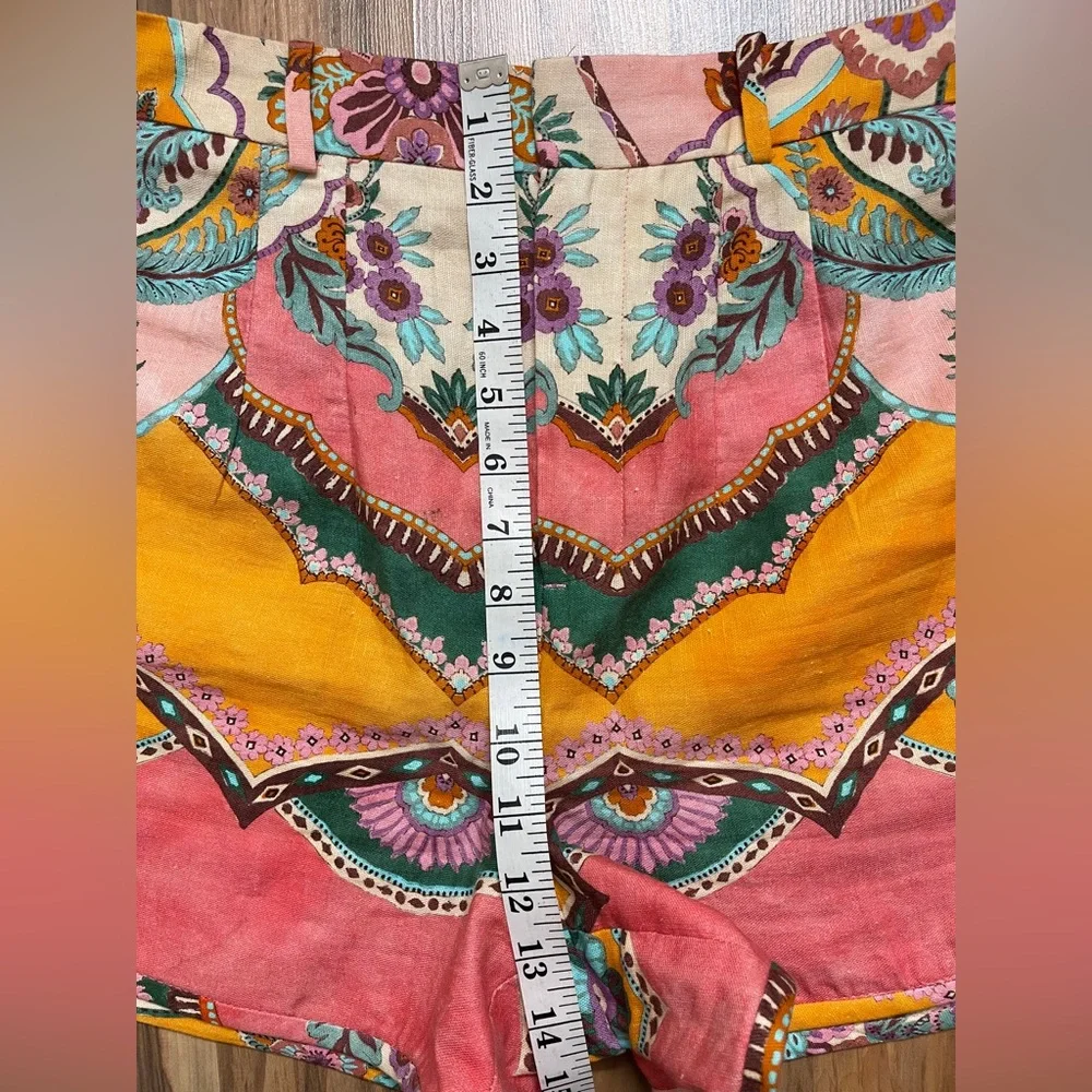 Zara Multicolor High Waist linen blend Women's Shorts - Picture 7 of 9